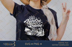 Suns Out Boats Out SVG PNG, Funny Lake Boat Shirt Design, Product Image 2