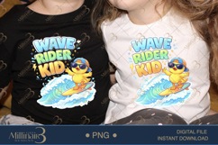Wave Rider Kid PNG Cute Surfing Duck Design, Kids Summer Shi Product Image 2