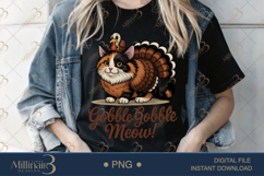 Gobble Gobble Meow PNG Funny Cat Thanksgiving Shirt Design Product Image 2