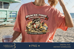 Snacks First Questions Later PNG, Funny Raccoon Sublimation Product Image 2
