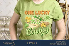 One Lucky Cowboy PNG, St Patricks Day Cowboy Hat With Shamro Product Image 2