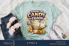 Running On Candy And Chaos PNG, Funny Halloween Teacher Desi Product Image 2