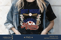 Hot Mess Baseball Mama PNG | Coquette Bow Sports Png Product Image 2