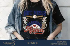 Hot Mess Baseball Mama PNG | Coquette Bow Sports Png Product Image 2