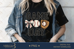 Baseball Game Day Coquette Bow PNG | Coquette Bow Sports Png Product Image 2