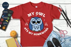 My Owl Ate My Homework SVG PNG|Owl Design SVG|Back to School Product Image 2