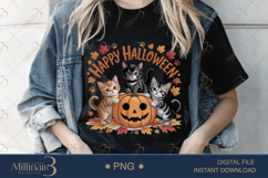 Cat Halloween Pumpkin Sublimation PNG | Happy Halloween Product Image 2