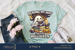 Reading My Way Through Halloween PNG, Cute Ghost Reader Desi Product Image 2