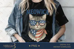 Meowica 4th of July Cute Patriotic Cat |Funny 4th of July Product Image 2