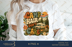 Camp Hair Dont Care PNG, Retro Camping Sublimation Design wi Product Image 2