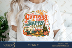 Camping Is My Happy Place PNG, Retro Camper Sublimation Desi Product Image 2