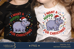 Cute Hippopotamus Christmas PNG | Funny Hippo in Santa Hat | Product Image 2