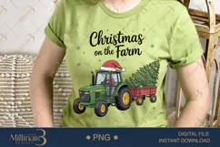 Christmas On The Farm PNG Santa on Tractor with Tree Clipart Product Image 2