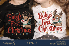 Baby’s First Christmas PNG | Cute Reindeer Holiday Clipart Product Image 2