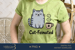 Cat-Feinated PNG | Cute Coffee &amp; Cat Pun Clipart Product Image 2