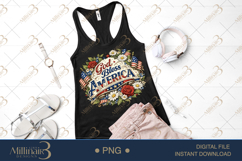 God Bless America PNG, Patriotic Floral Sublimation Design, Product Image 2