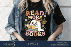 Cute Ghost Cat Reading Books PNG | Halloween &amp; Fall Sublimat Product Image 2