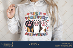 Life is Pawsitively Meowvelous PNG | Cute Cat Paws Clipart Product Image 3
