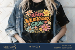 Where Wildflowers Grow PNG, Watercolor Floral Quote Design, Product Image 3