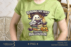 Reading My Way Through Halloween PNG, Cute Ghost Reader Desi Product Image 3