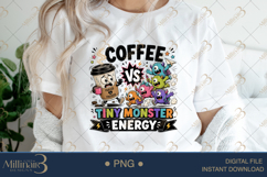 Coffee vs Tiny Monster Energy PNG, Funny Teacher Shirt Desig Product Image 3