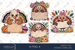 Thanksgiving Wood Sign PNG | Cute Turkey Fall Graphics Product Image 1