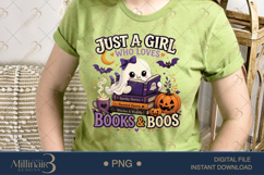 Just a Girl Who Loves Books and Boos PNG, Cute Halloween Boo Product Image 3