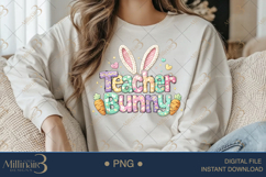 Teacher Bunny PNG, Crochet Easter Teacher Sublimation Design Product Image 3