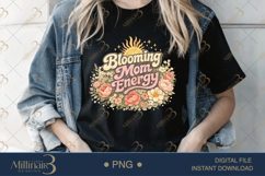 Blooming Mom Energy PNG, Watercolor Floral Mama Design, Boho Product Image 3