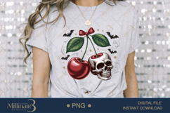 Spooky Skull Cherry Bow Sublimation PNG| Happy Hallowe Product Image 3