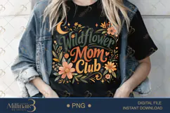Wildflower Mom Club PNG, Retro Floral Mama Design, Boho Wild Product Image 3