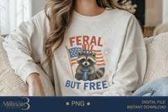 Feral But Free PNG|Funny 4th of July Clipart for Sublimation Product Image 3