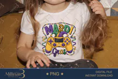 Mardi Gras Gamer PNG, Carnival Gaming Shirt Design with Cont Product Image 3