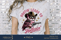 Hootin&#039; Leads to Hollerin&#039; PNG Western Owl Clipart with Gun Product Image 3