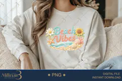 Beach Vibes PNG, Summer Coastal Quote ,Crochet Style Beach Product Image 3