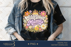 Wildflower Mama PNG, Watercolor Floral Boho Design with Sun, Product Image 3