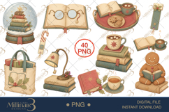 Cozy Christmas Book Lover Clipart Product Image 3