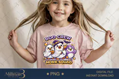 Boo Crew Honk Squad PNG, Cute Halloween Goose Friends PNG, D Product Image 3