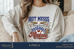 Hot Mess Baseball Mama PNG | Coquette Bow Sports Png Product Image 3