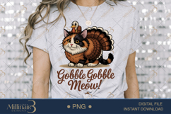 Gobble Gobble Meow PNG Funny Cat Thanksgiving Shirt Design Product Image 3