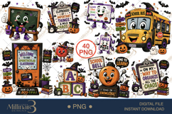Halloween School Supply Monster Clipart Bundle PNG, 40 Cute Product Image 3