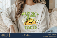 Irish You Were Taco PNG, Funny St Patricks Day Taco Clipart Product Image 3