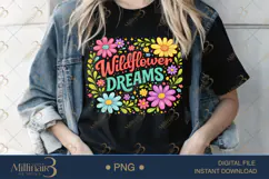 Wildflower Dreams PNG Watercolor Floral Design, Retro Boho Product Image 3