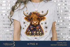 Halloween Highland Cow Sublimation PNG | Happy Halloween Product Image 3