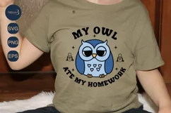 My Owl Ate My Homework SVG PNG|Owl Design SVG|Back to School Product Image 3
