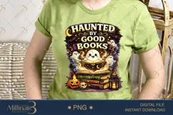 Haunted by Good Books PNG, Cute Halloween Book Lover Design Product Image 3