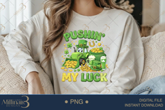 Pushin My Luck PNG, St Patricks Day Tractor Design, Funny Fa Product Image 3