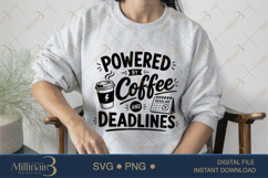 Powered by Coffee and Deadlines SVG PNG, Funny Work Quote Di Product Image 3