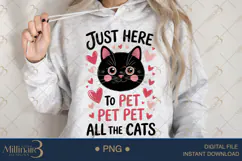 Just Here to Pet All The Cats PNG | Cute Black Cat Clipart w Product Image 3