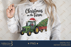 Christmas On The Farm PNG Santa on Tractor with Tree Clipart Product Image 3
